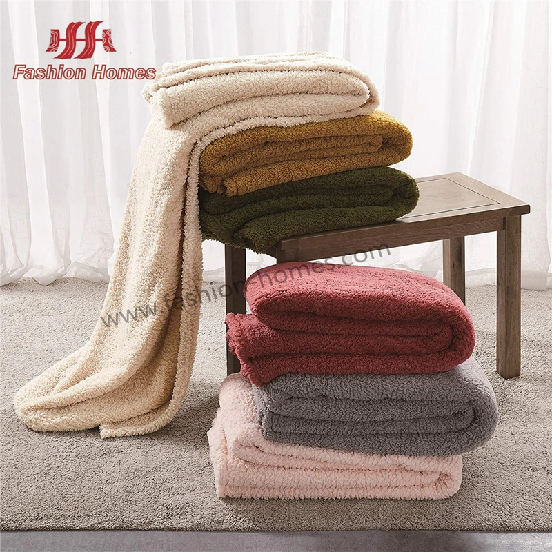 Wholesale Super 100%Polyester Blanket Soft Throw Solid Sherpa Throw Warm Blanket